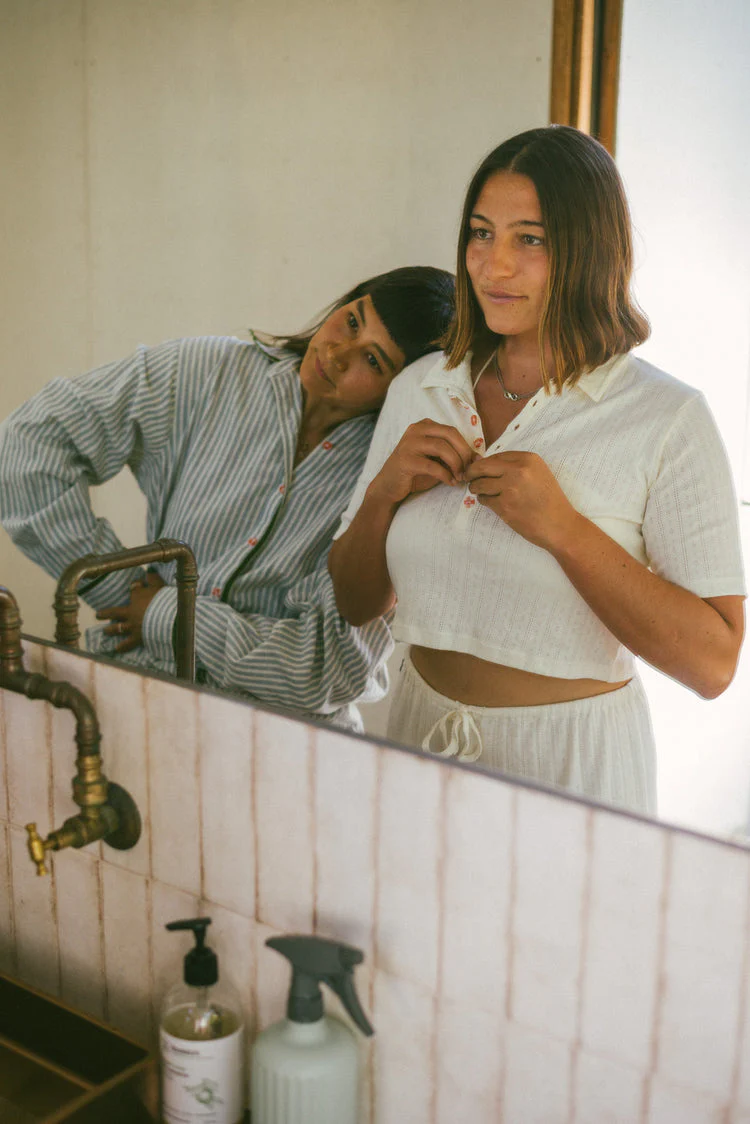 Beach PJ Collar Tee - Pontiel Cream - Image 2