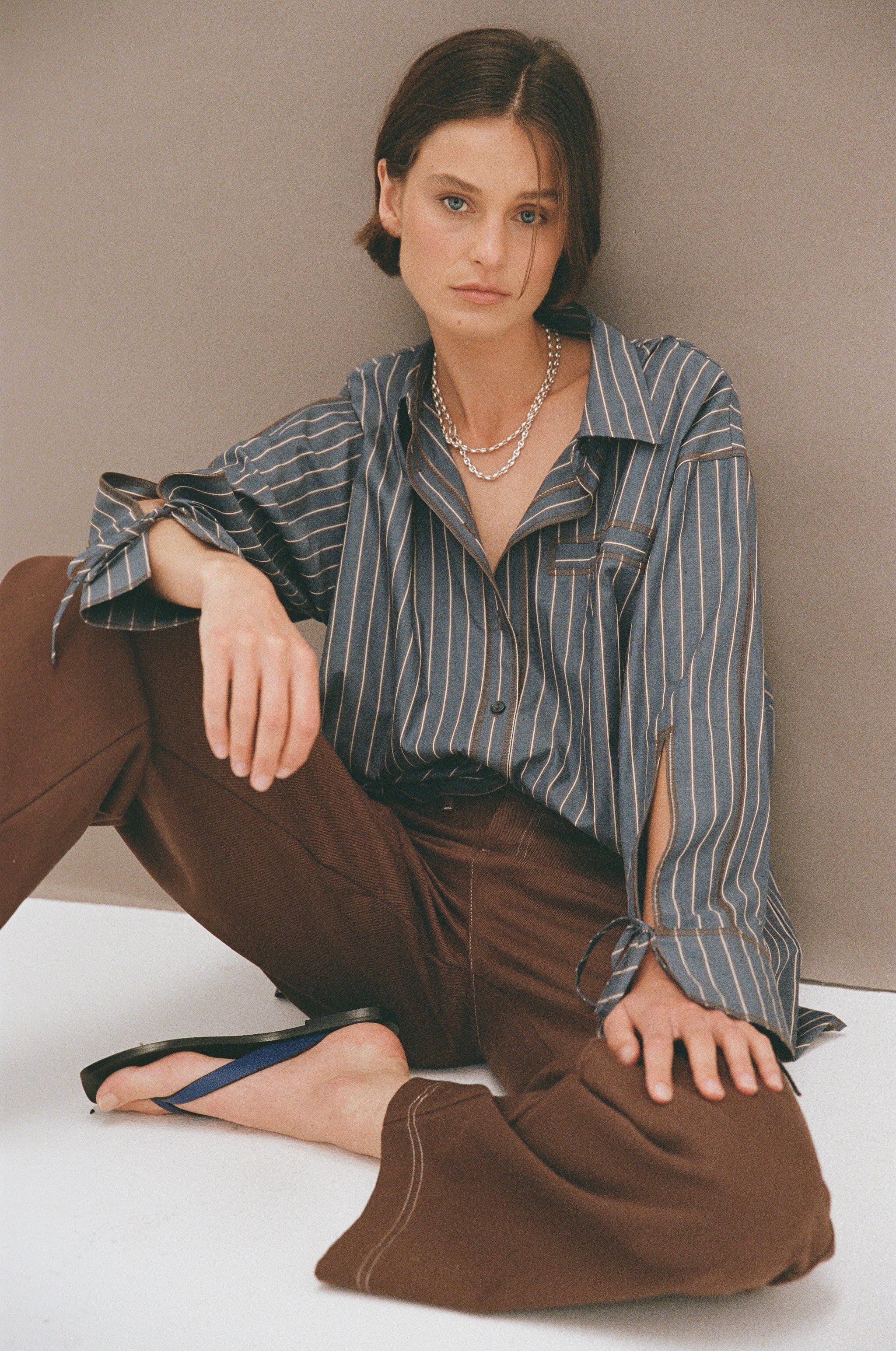 Blair Shirt - Muted Blue Stripe - Image 2