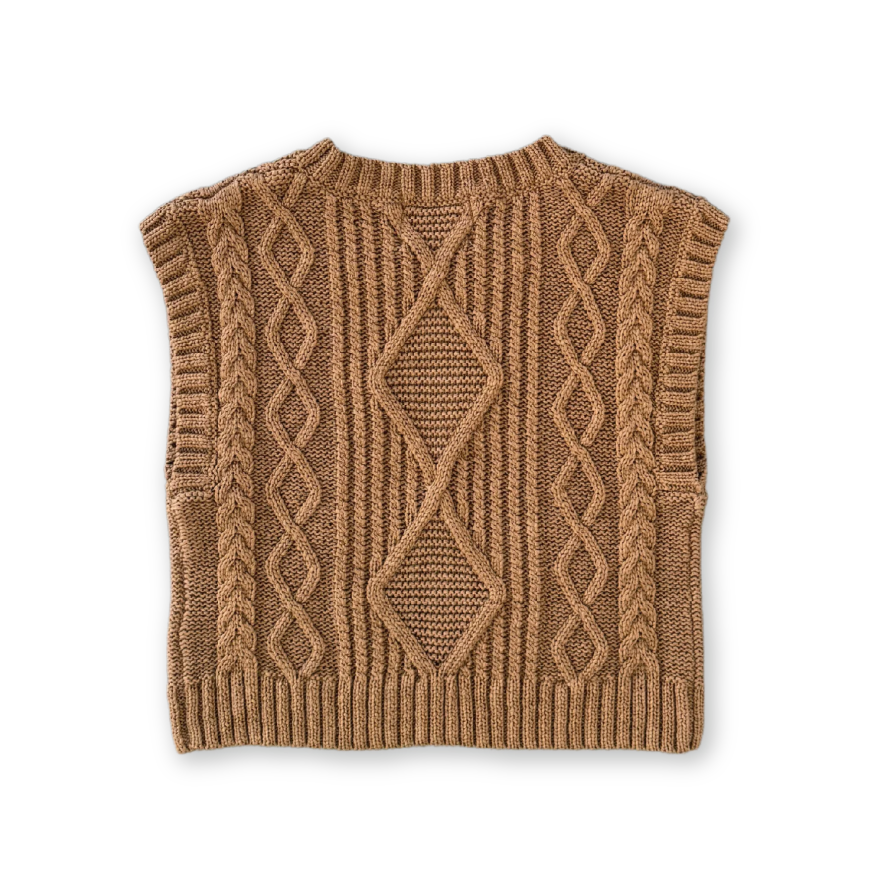 Chunky Cable Knit Vest - Toast - Image 6