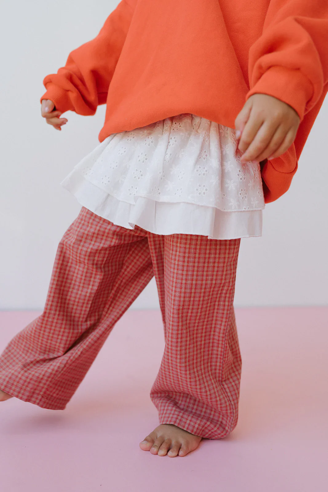Cotton Check Pant - Pink - Image 3
