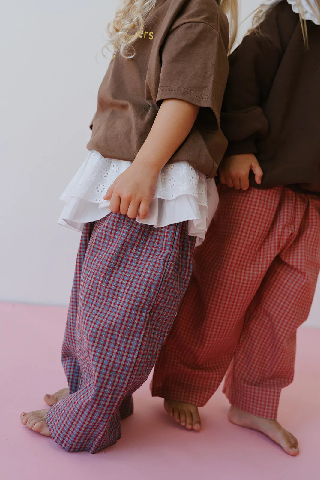 Cotton Check Pant - Plum - Image 2