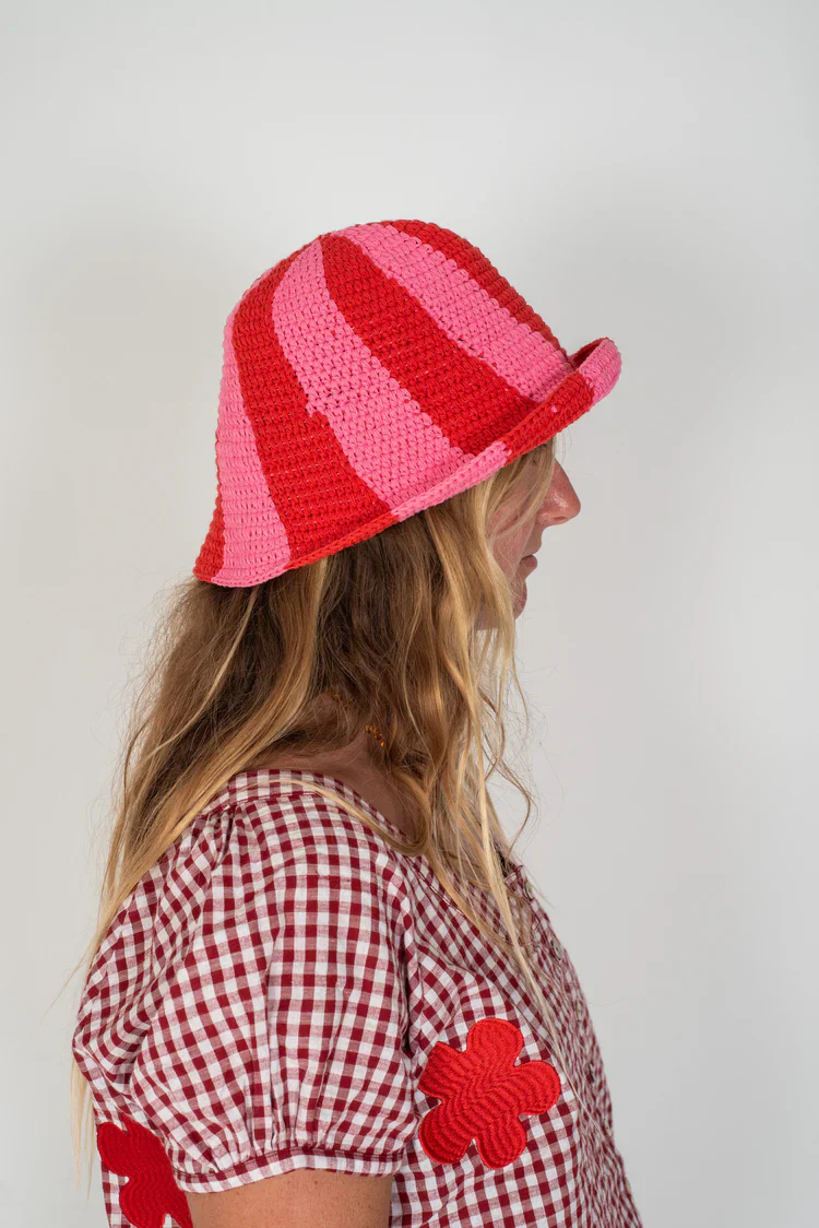 Crochet Hat - Pink/Red - Image 3