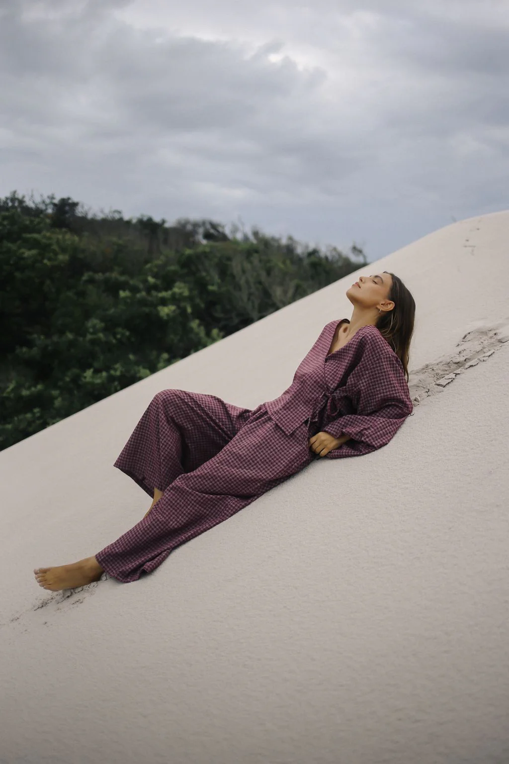 Ella Wrap Top - Fig Hemp Check - Image 3