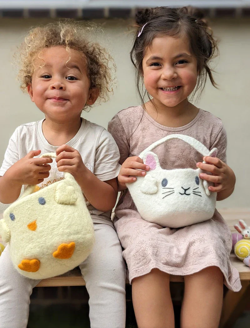 Felt Easter Egg Hunt Basket - White Bunny - Image 3