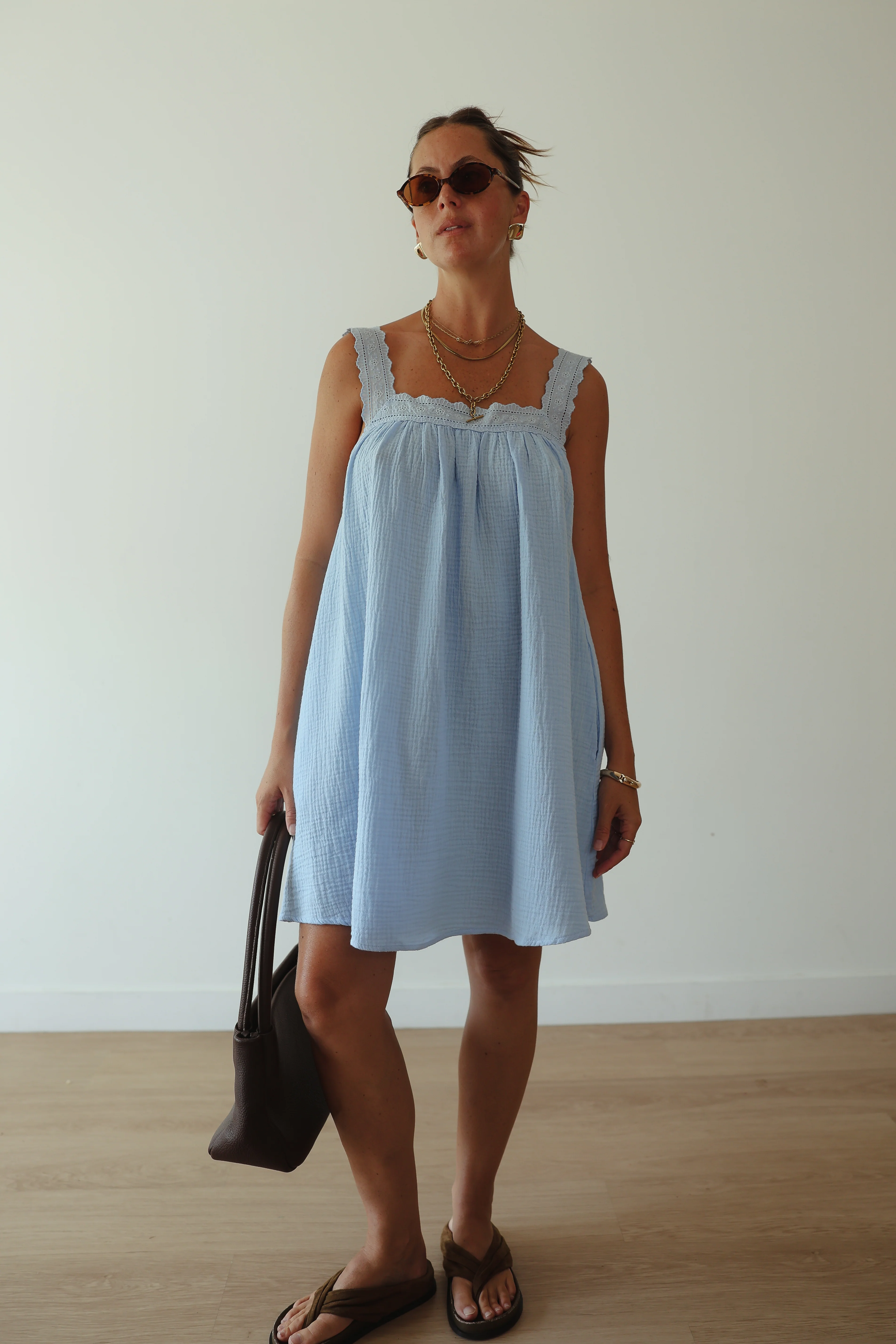 Juno Slip Mini Dress - Baby Blue - Image 3