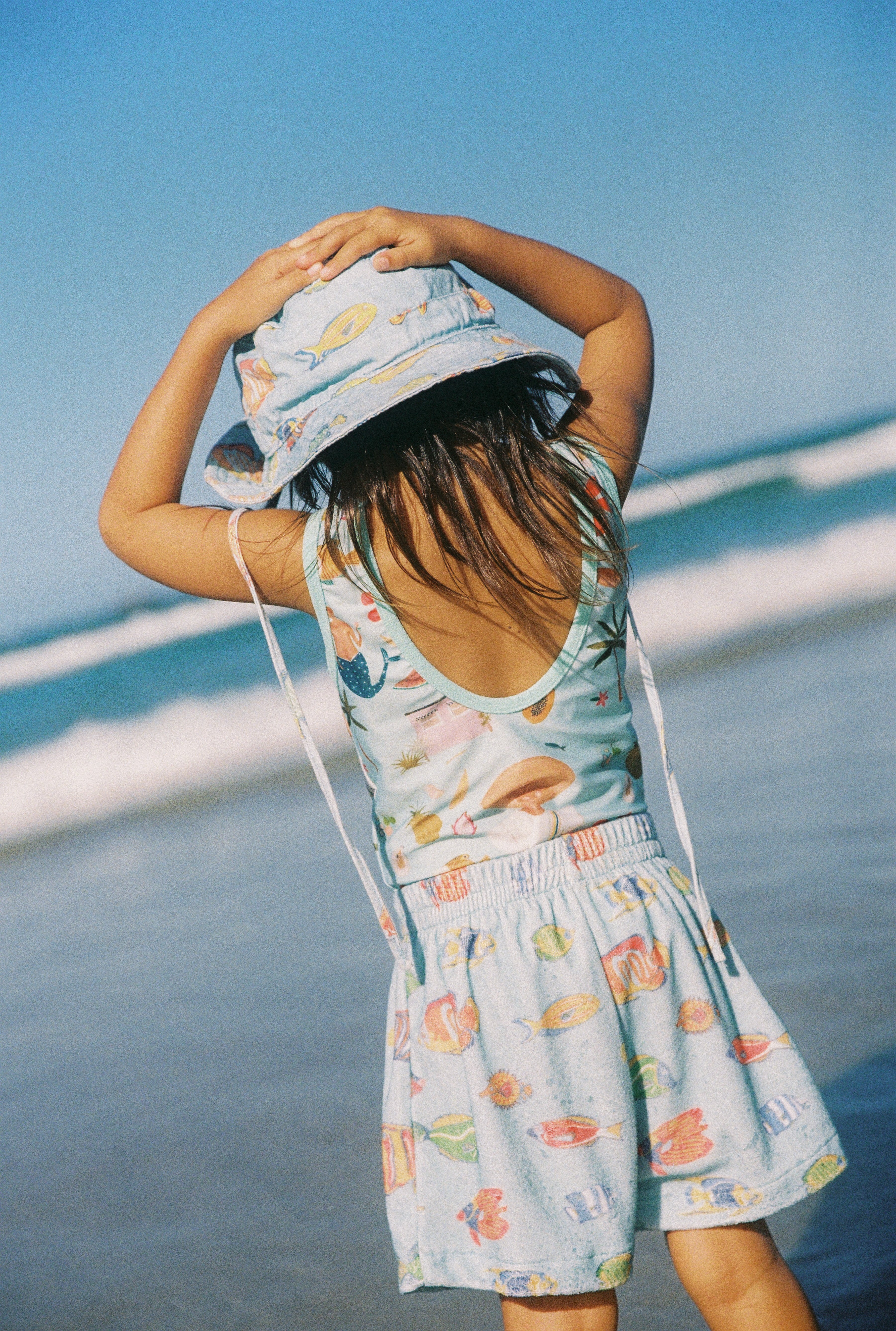 Kids Terry Vintage Fish Shorts - Image 3