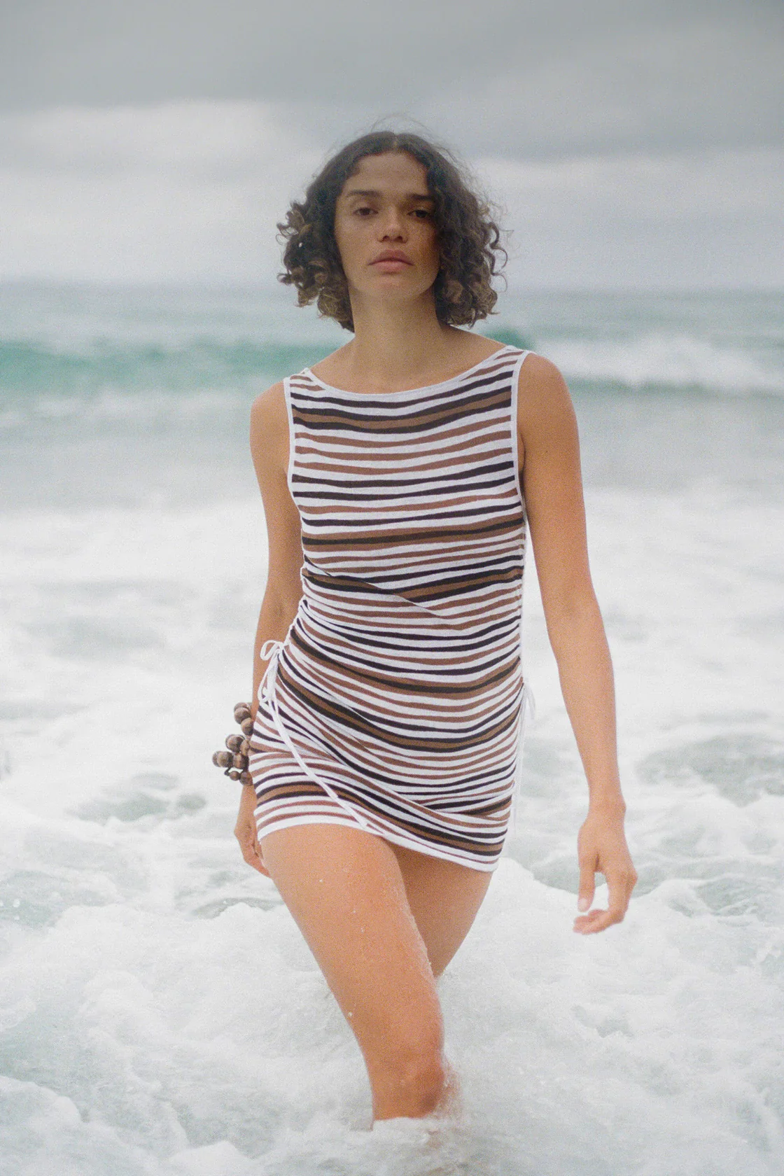 Knit Mini Dress Skirt - Black Stripe - Image 5