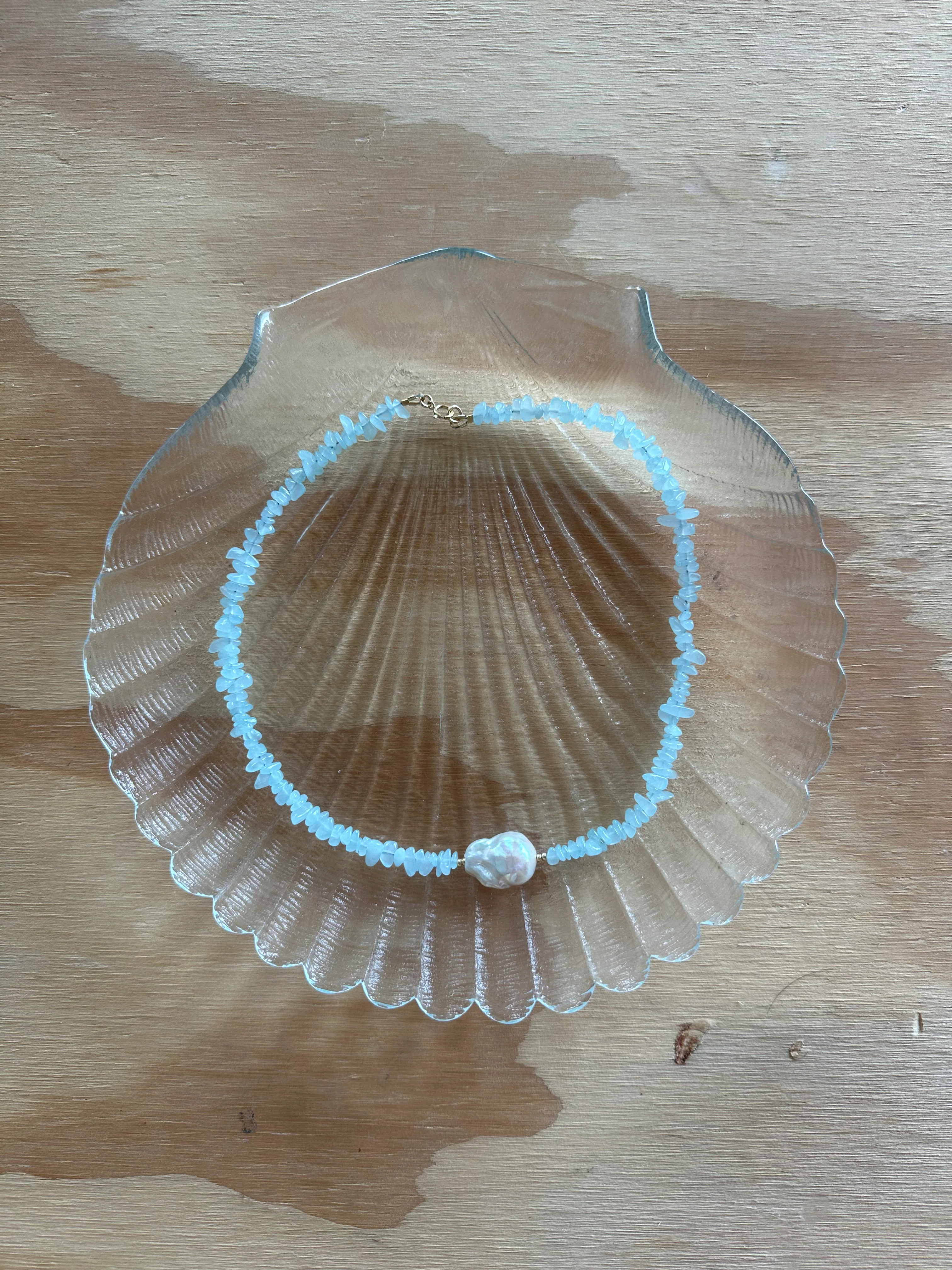 Las Rais - Beaded Necklace - Aquamarine Pearl - Image 2