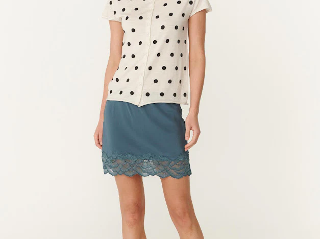 Marina Silk Mini Skirt - Teal Blue - Image 3