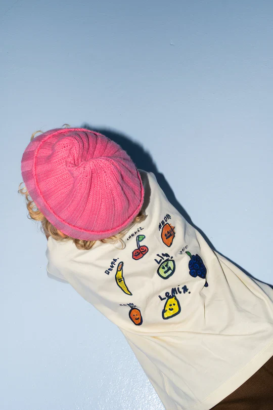 Merino Blend Rib Knit Beanie - Raspberry - Image 3