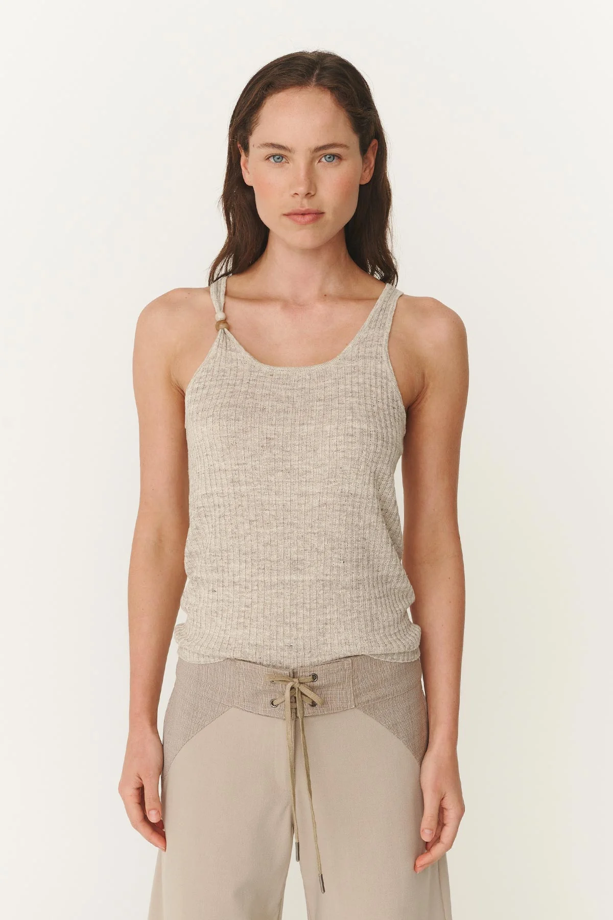 Haven Bead Linen Tank - Oat Marle - Image 3