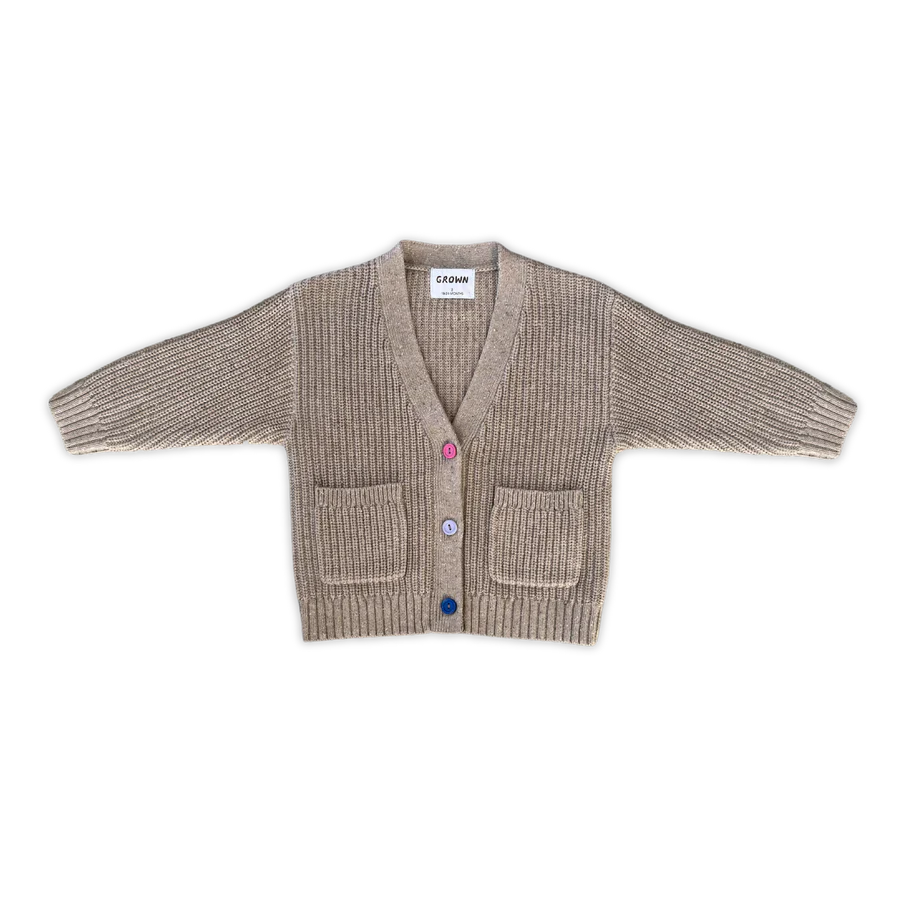 Organic Speckle Knit Cardigan - Oatmilk