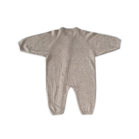 Organic Speckle Knit Zipper Starsuit - Oatmilk - Image 3