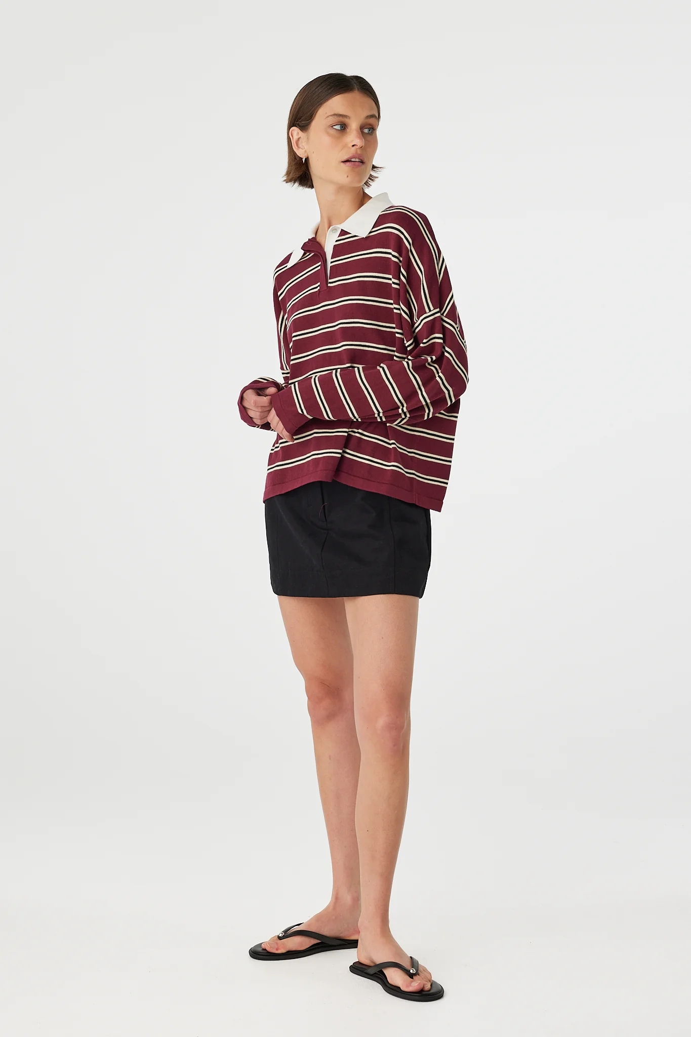 Rayne Knit Jersey - Merlot Stripe - Image 3