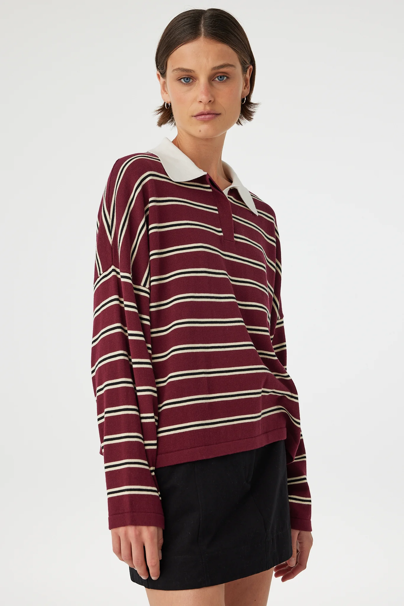 Rayne Knit Jersey - Merlot Stripe - Image 4