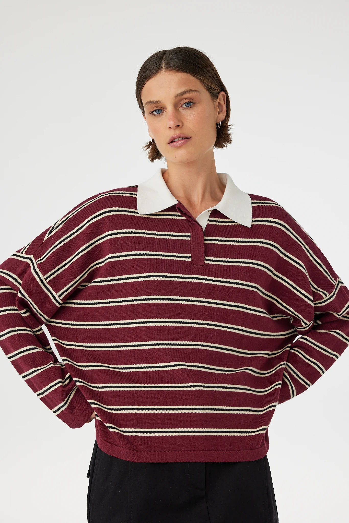Rayne Knit Jersey - Merlot Stripe - Image 5