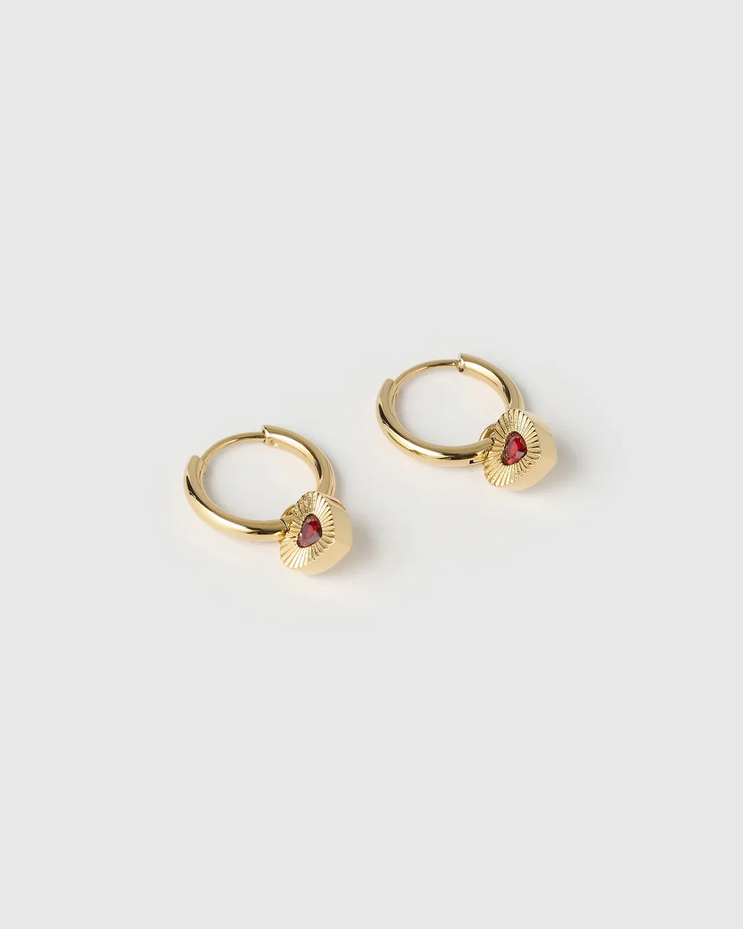 Ruby Heart Earrings - Red - Image 4