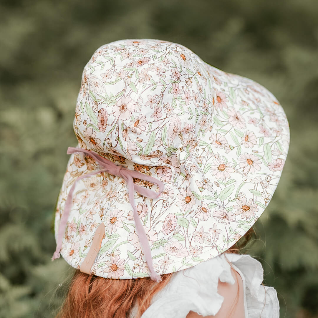 'Sightseer' Girls Wide-Brimmed Sun Bonnet - Poppy / Rosa - Image 3