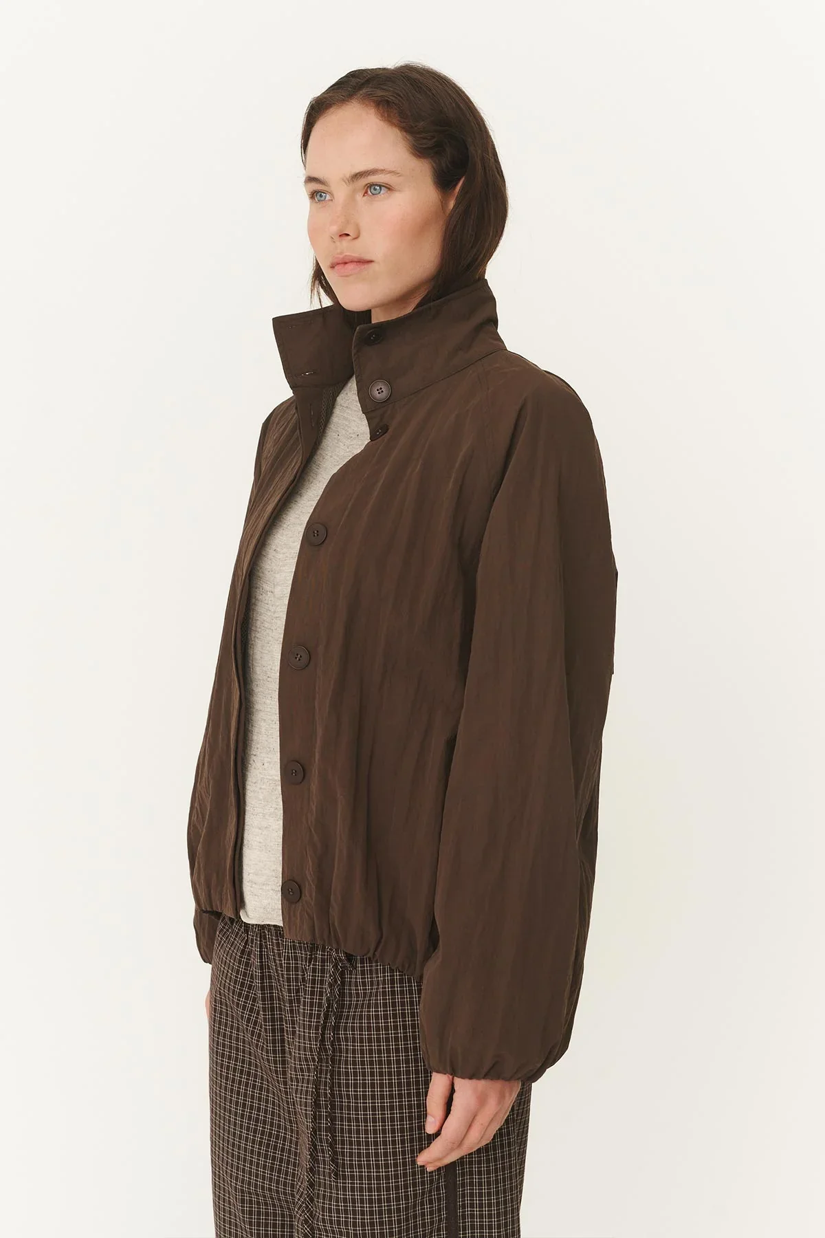 Soren Funnel Neck Bomber Jacket - Cocoa - Image 4