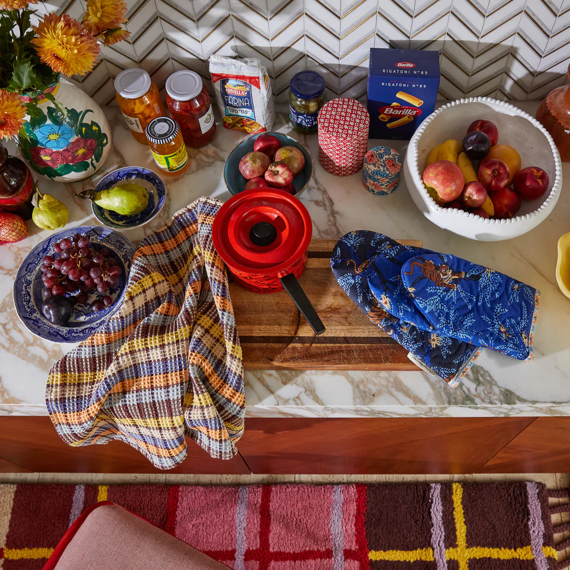 Stela Check Tea Towel - Cornflower - Image 3