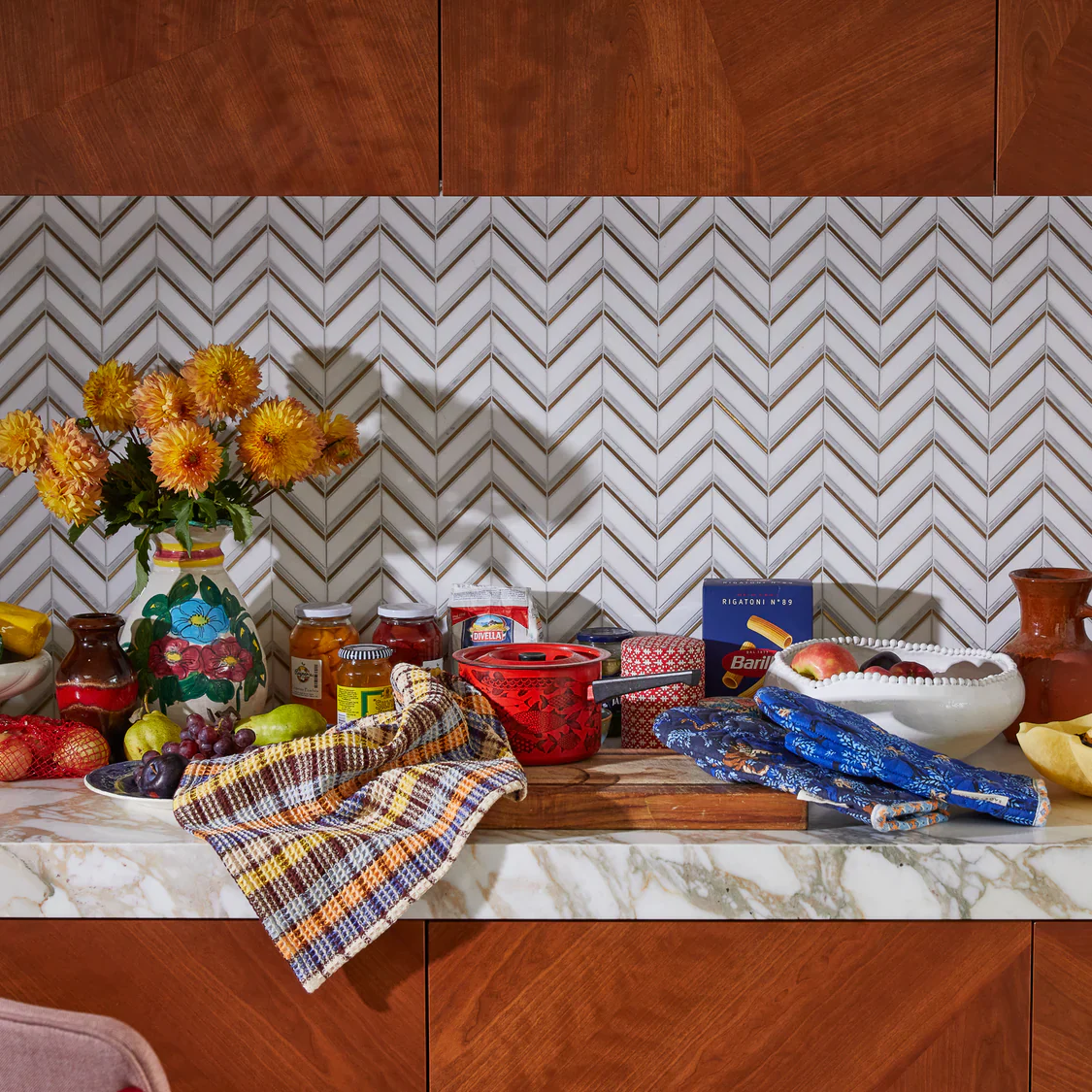 Stela Check Tea Towel - Cornflower - Image 4