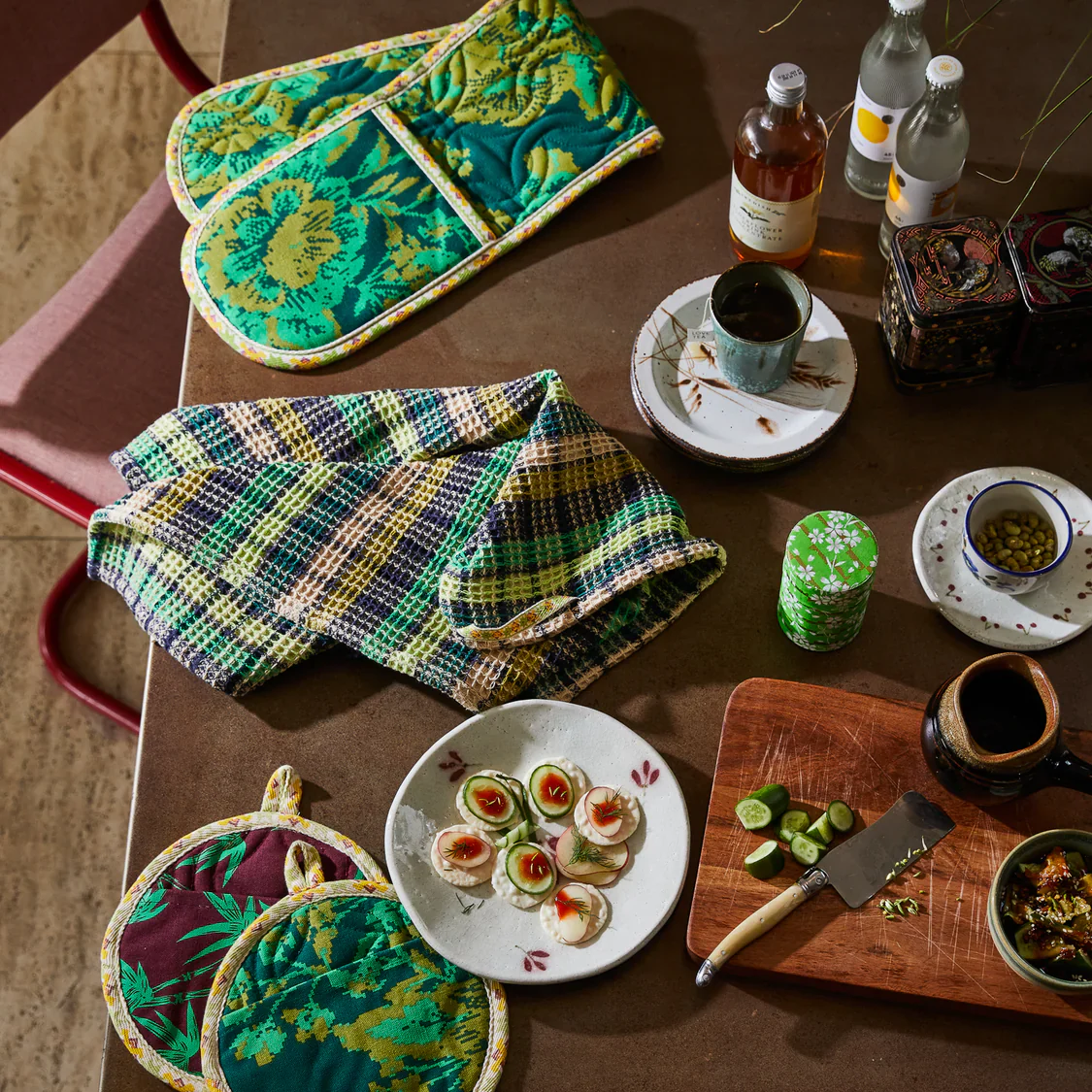 Stela Check Tea Towel - Verdant - Image 4