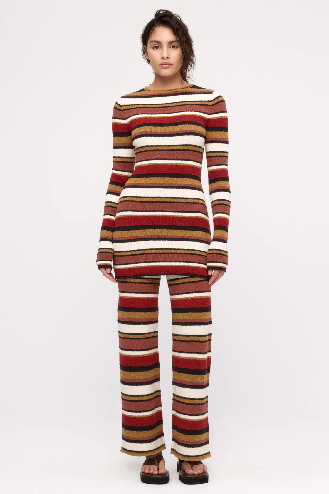 Textured Knit Pant - Earth Stripe