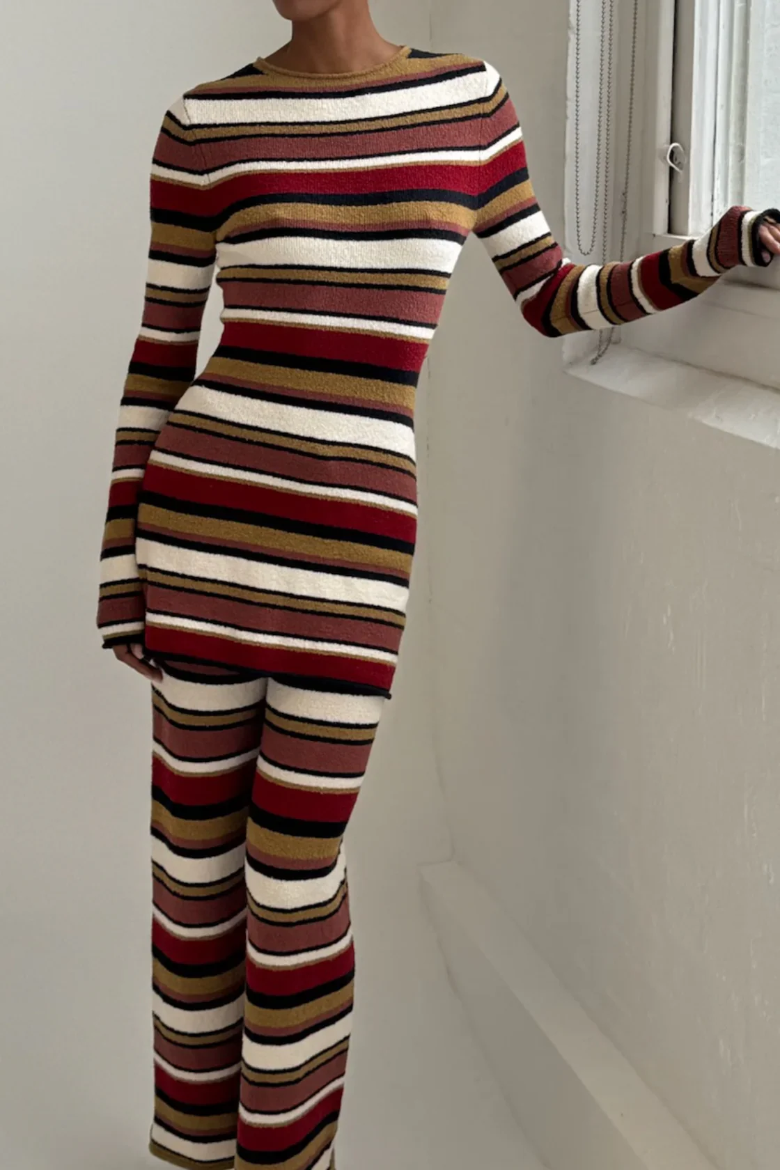 Textured Knit Pant - Earth Stripe - Image 4