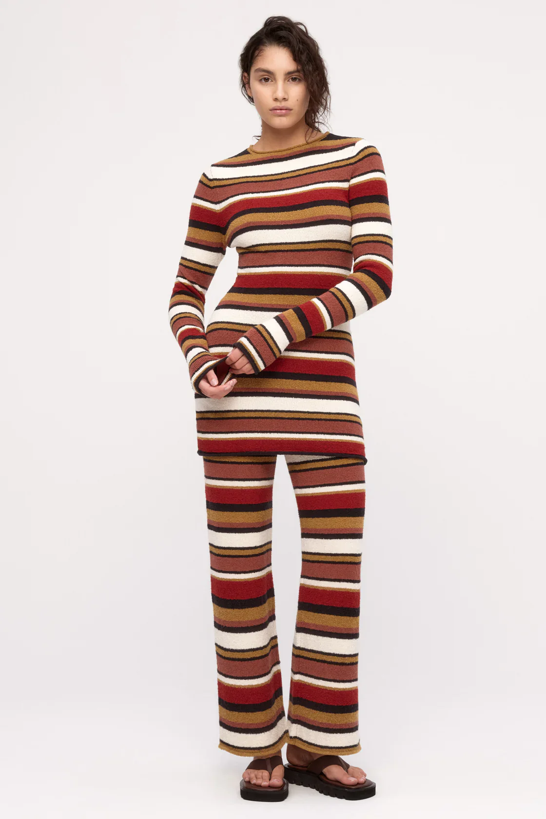 Textured Knit Pant - Earth Stripe - Image 5