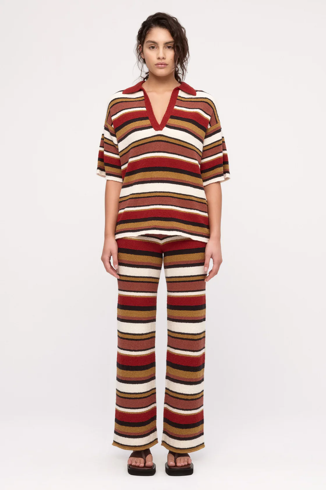 Textured Knit Shirt - Earth Stripe