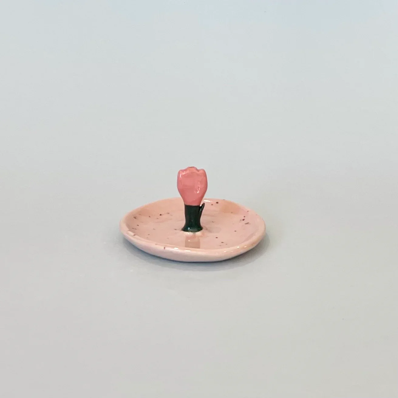 Tulip Round Incense Holder - Pink Speckle - Image 3
