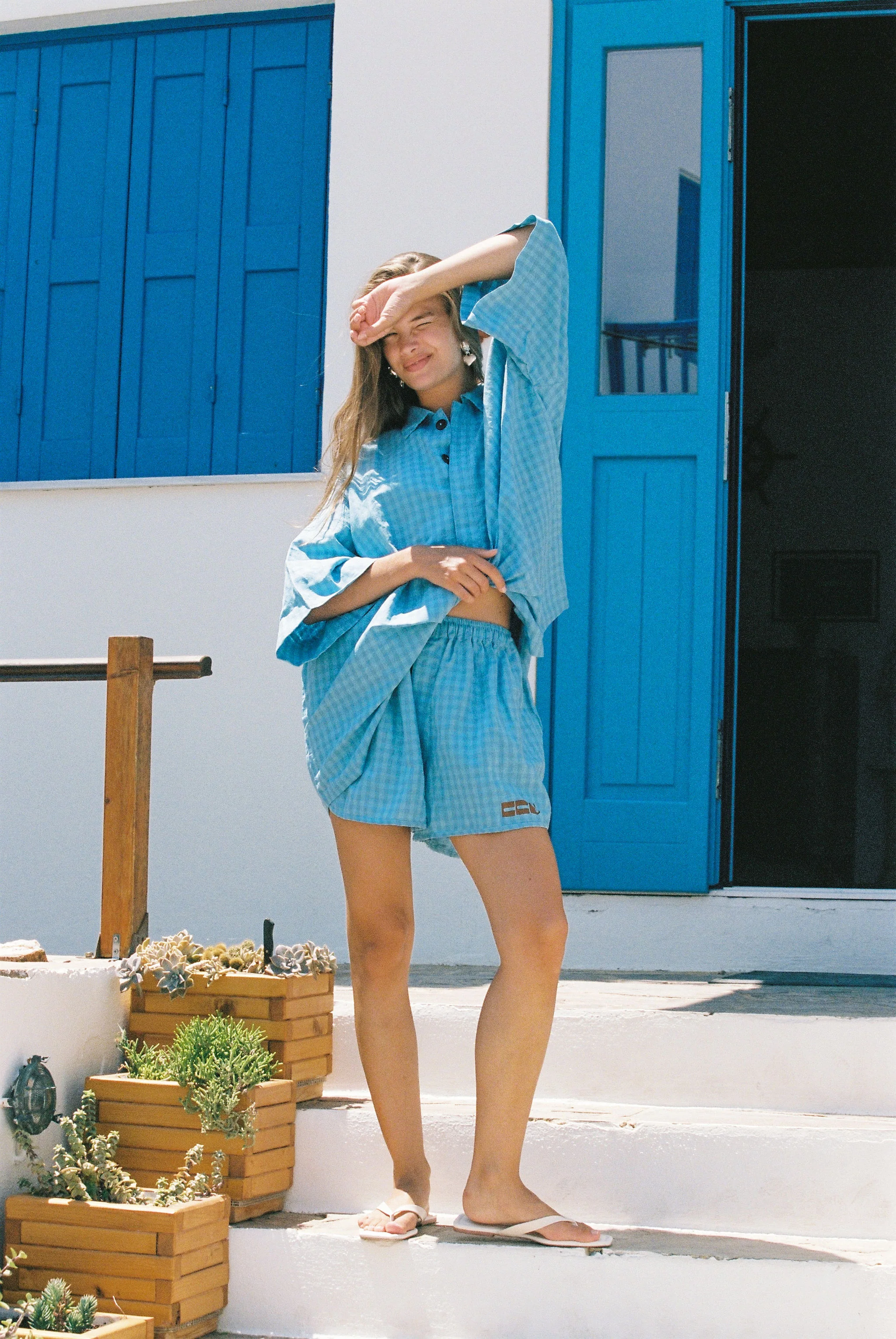 Vacanza Blue Gingham Bungalow Shirt - Image 6