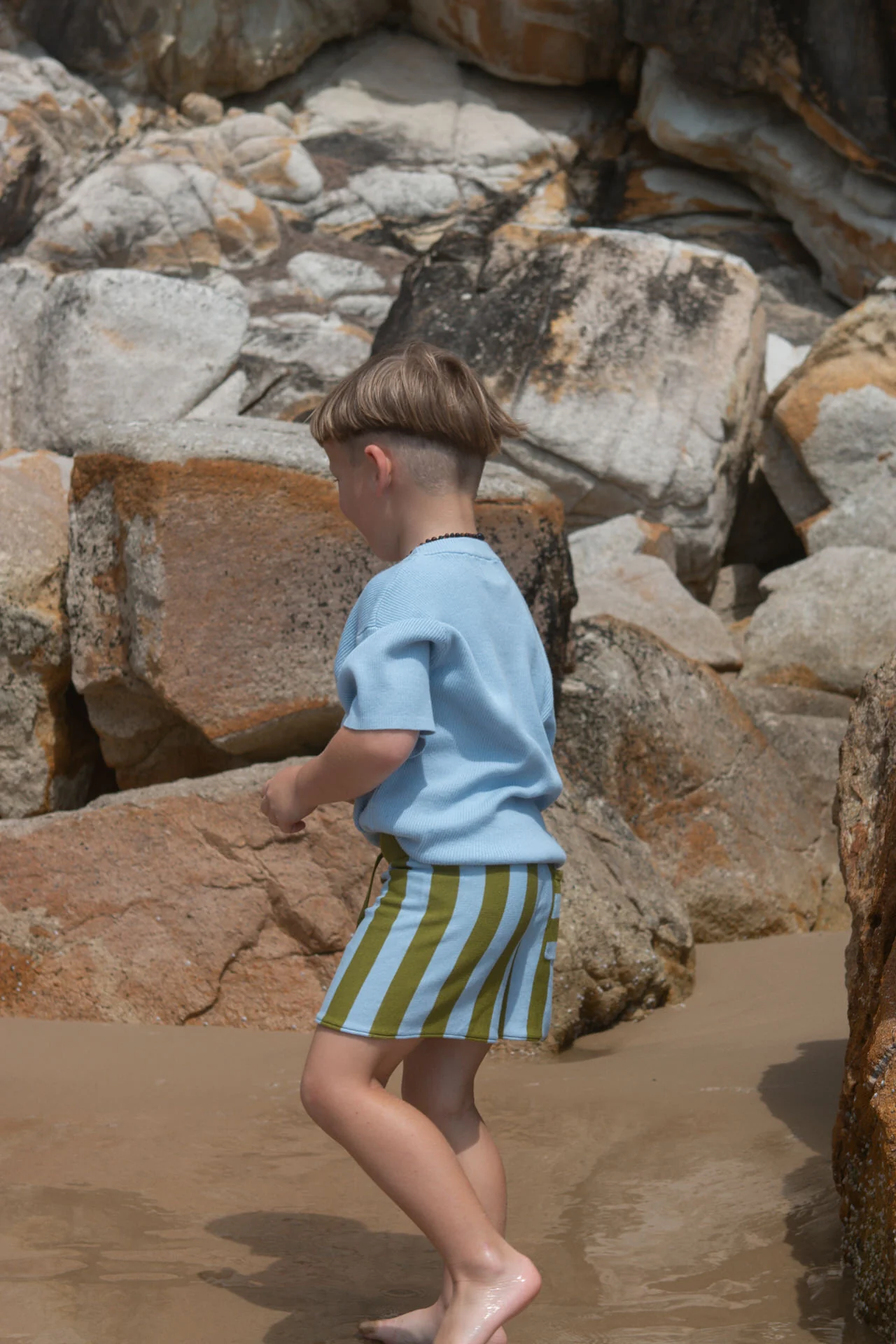 Vertical Stripe Knit Shorts - Ocean & Leaf - Image 3